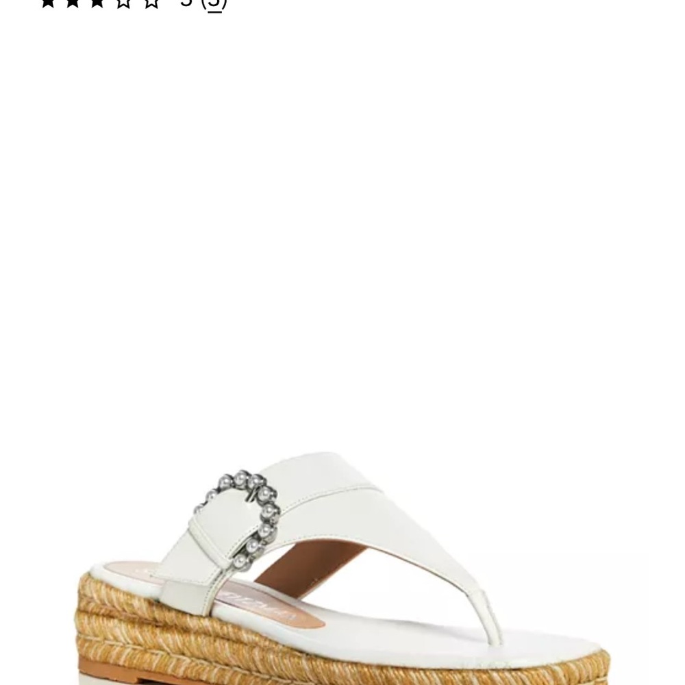 Stuart Weitzman White Espadrille Sandals with Silver Buckle